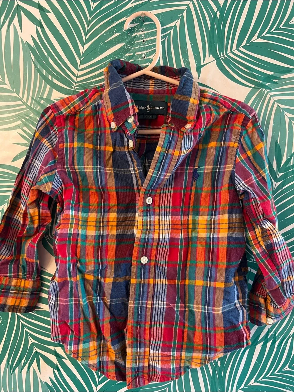 Ralph Lauren Multicolor Plaid Button-Down Shirt 2T 100% cotton